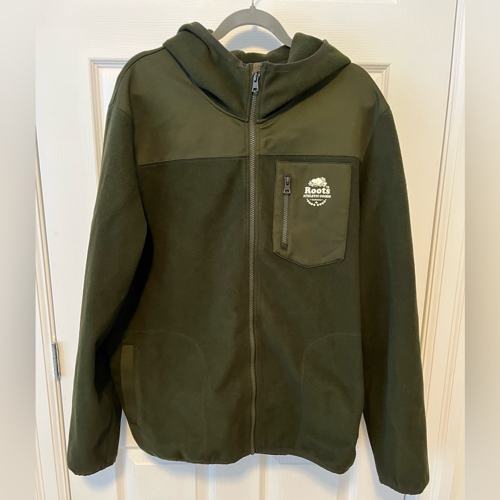 Men’s Olive Roots Fleece Full Zip Jacket -XL